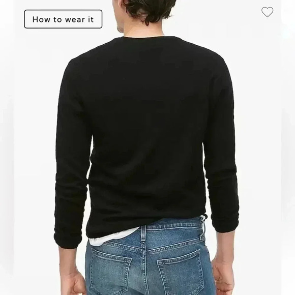 J.Crew Factory Machine washable merino wool blend V-neck sweater Black L NWT - Picture 2 of 6